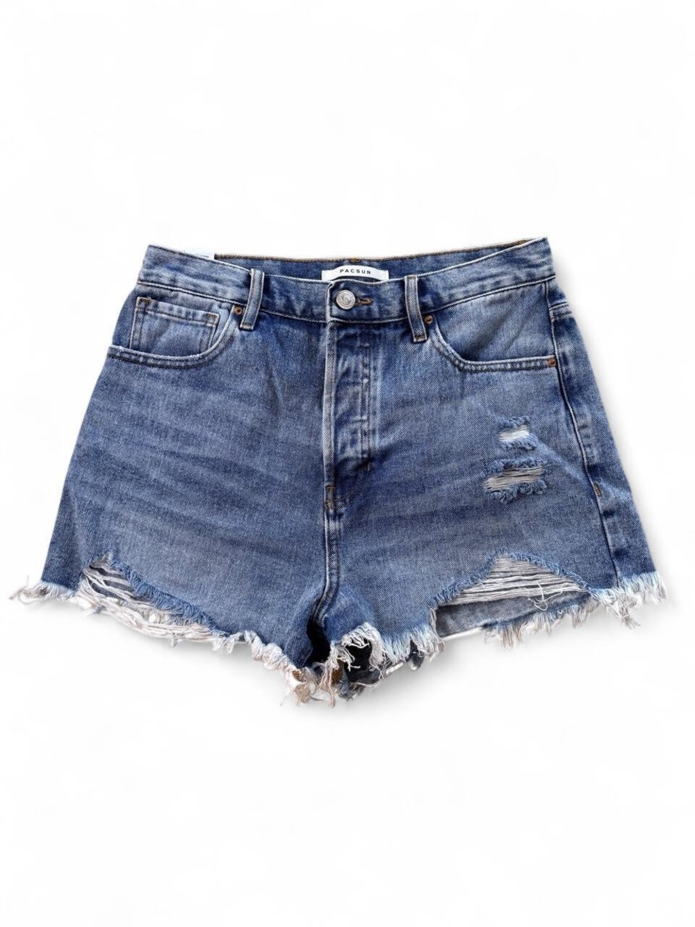 PacSun Emma High-Rise Destructed Denim Shorts – Size 28